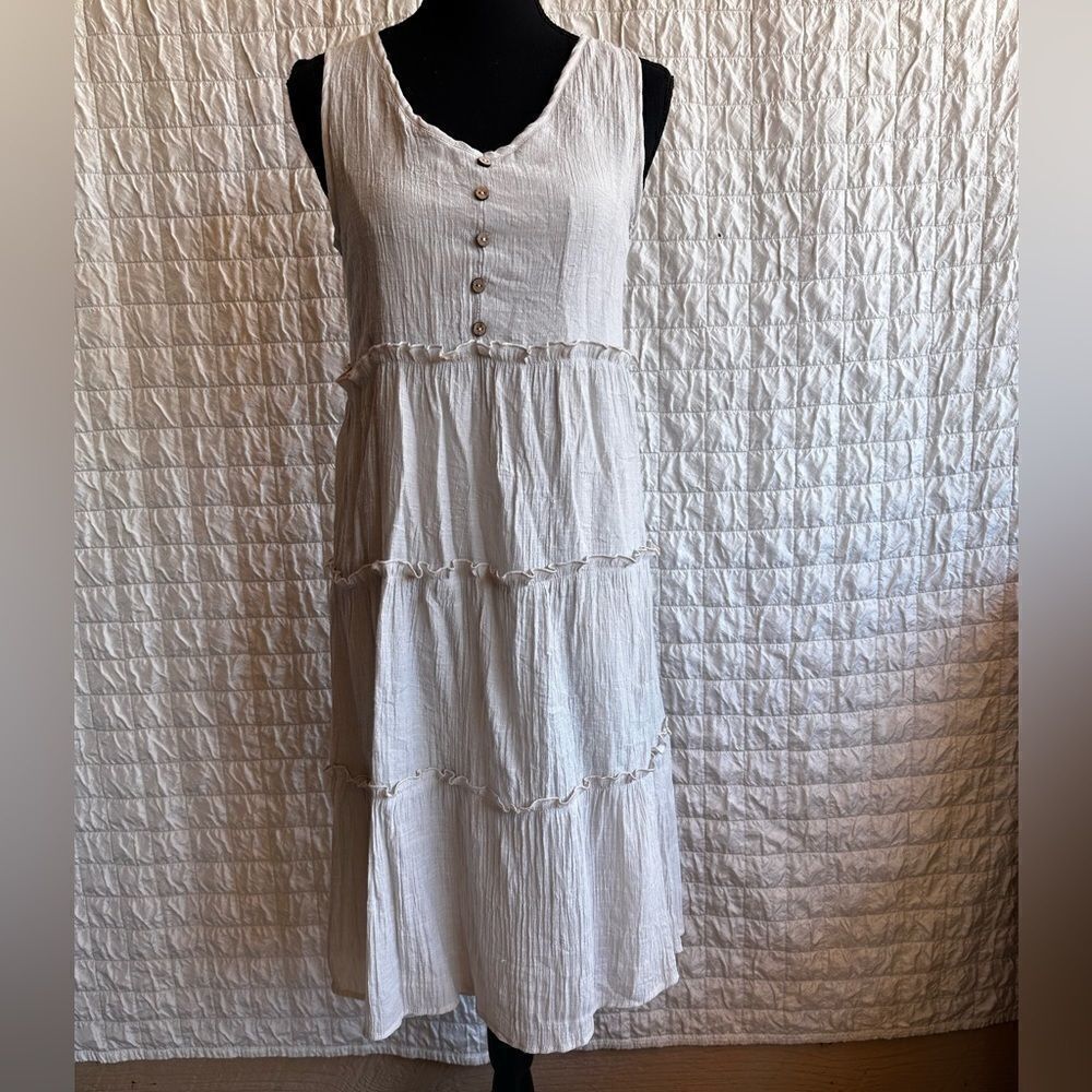 NAÏF lined tiered ivory rayon sundress